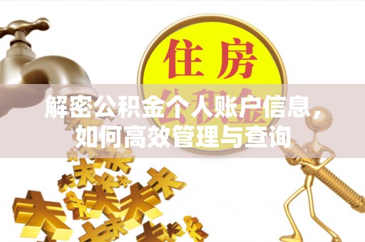 禅城解密公积金个人账户信息，如何高效管理与查询